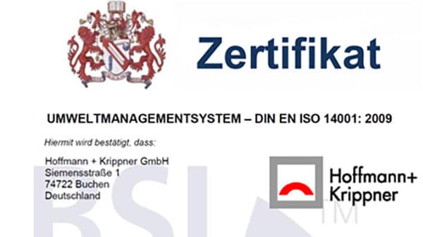 Zertifikatsausschnitt Umweltmanagementsystem