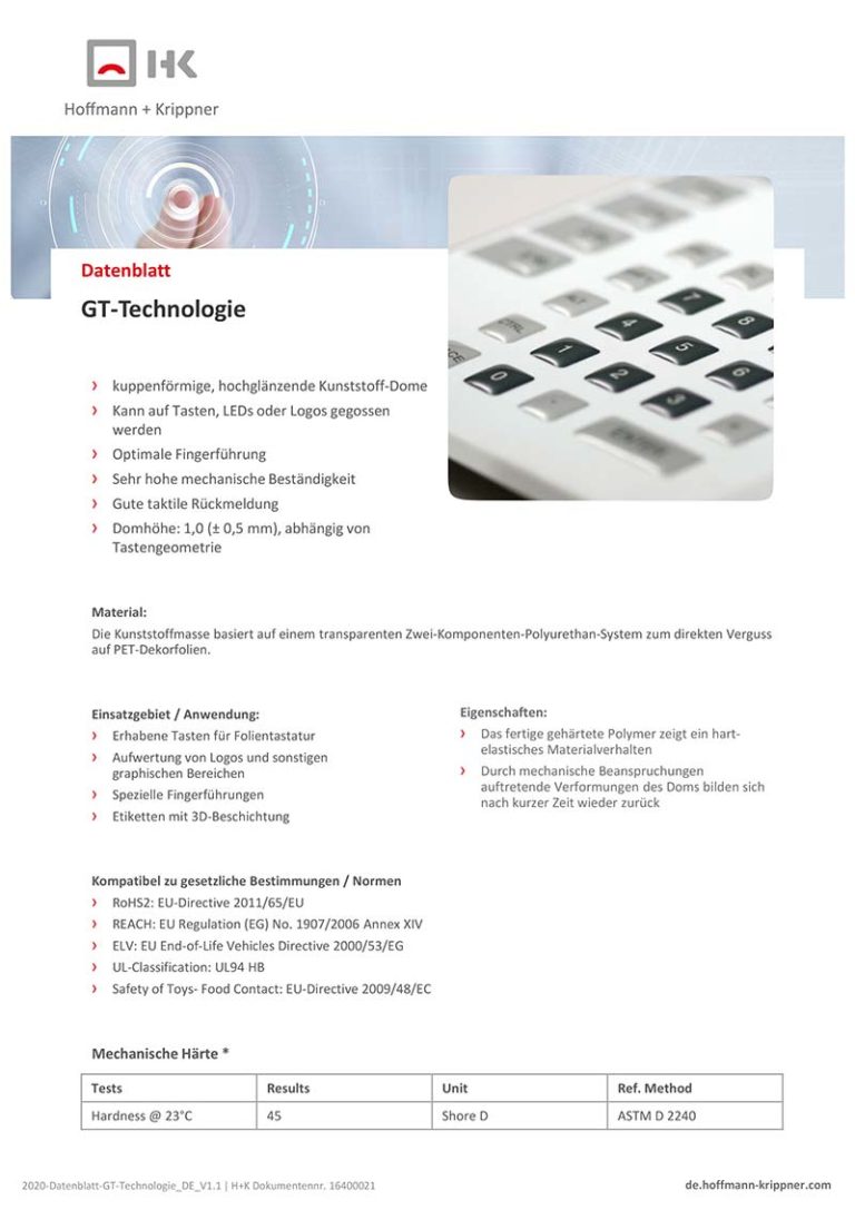 Datenblatt GT-Technologie