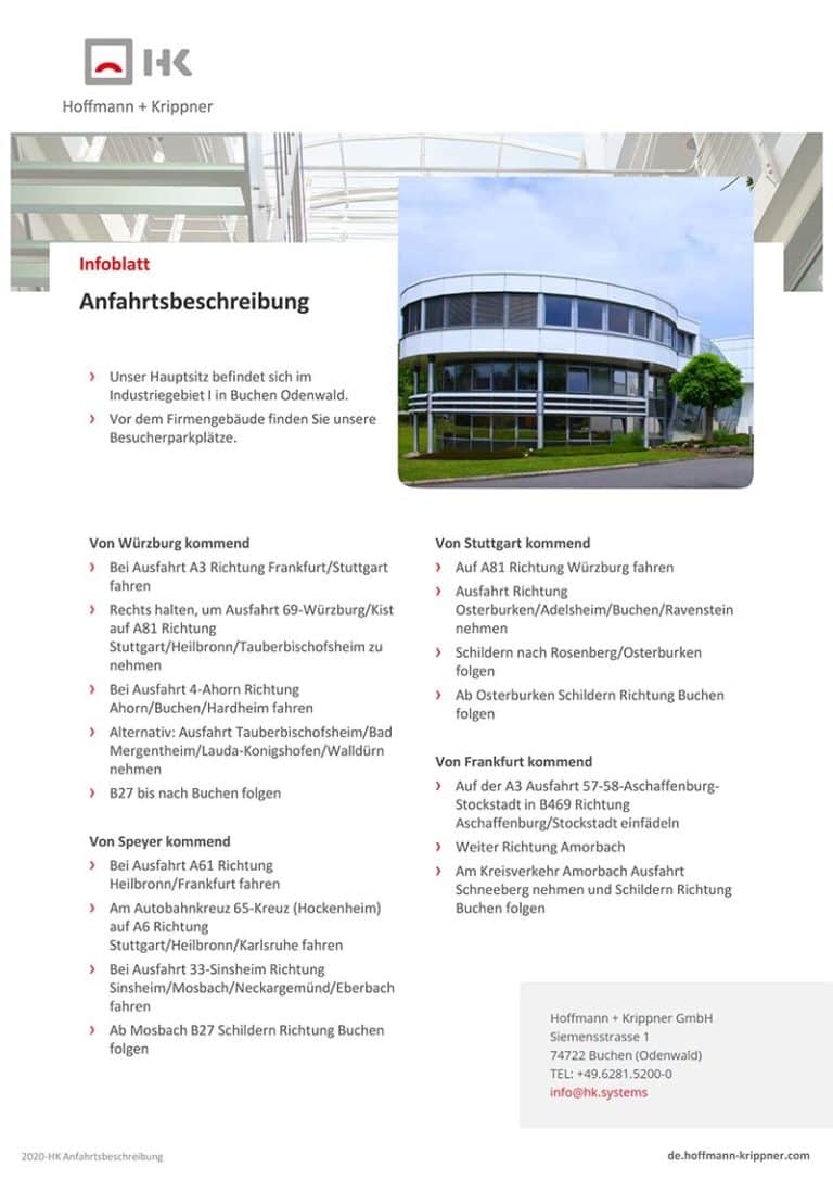 Anfahrtsbeschreibung zu Hoffmann + Krippner
