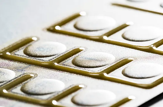 Geprägte Tasten einer Folientastatur