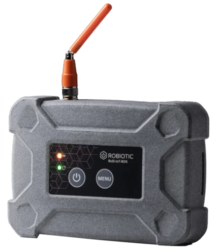 IoT Gateway im grauen Gehäuse mit Antenne