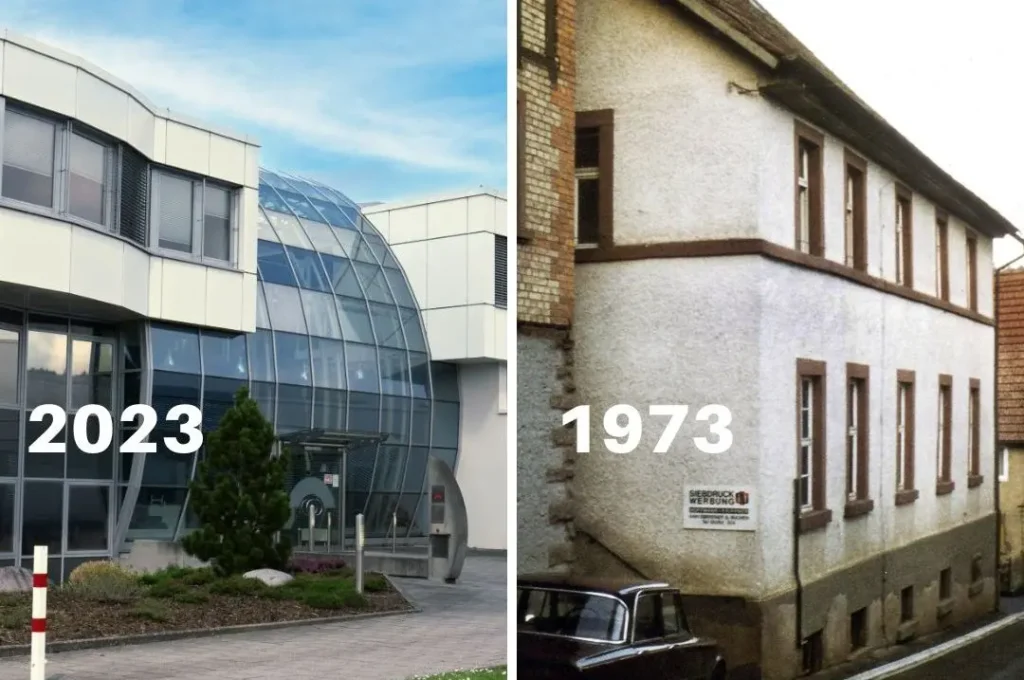 H+K Firmengebäude 1973 im Vergleich zu 2023
